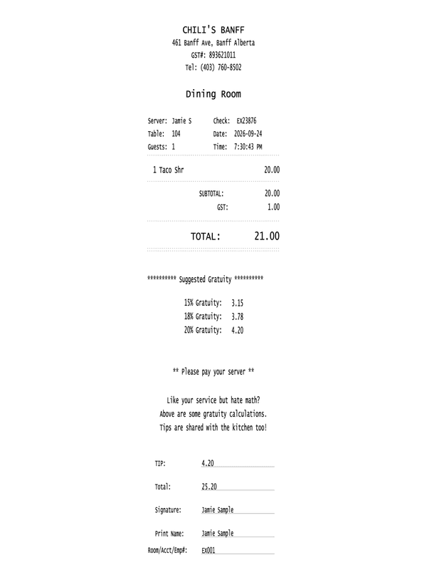 Chili's Receipt editable example