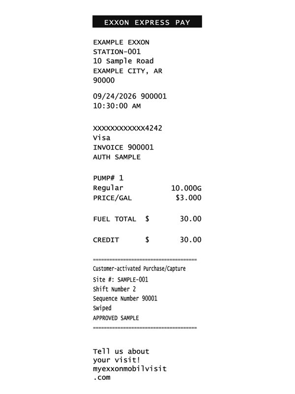 Exxon Receipt editable example