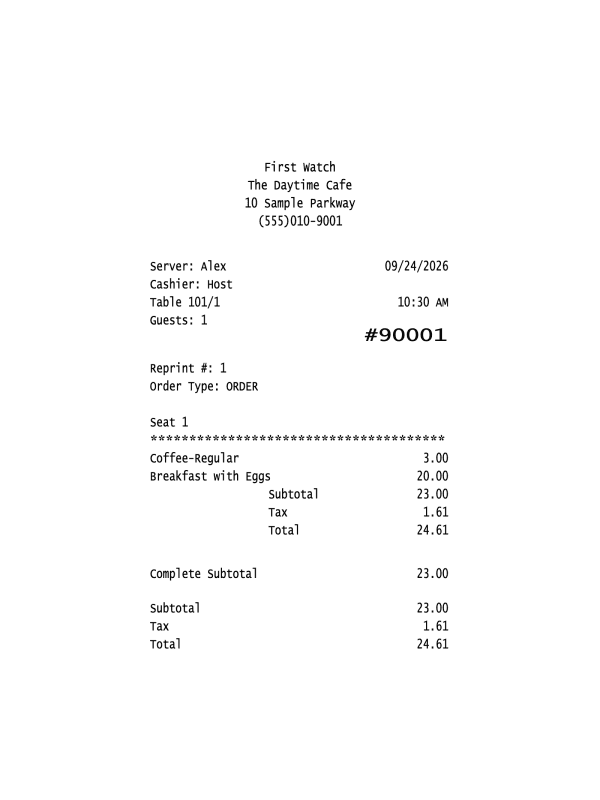 First Watch Receipt editable example