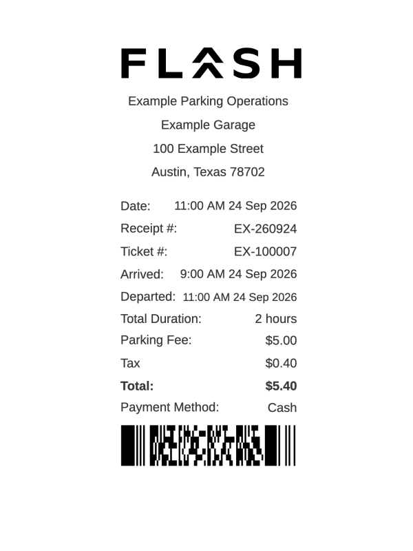 Flash Parking Receipt editable example