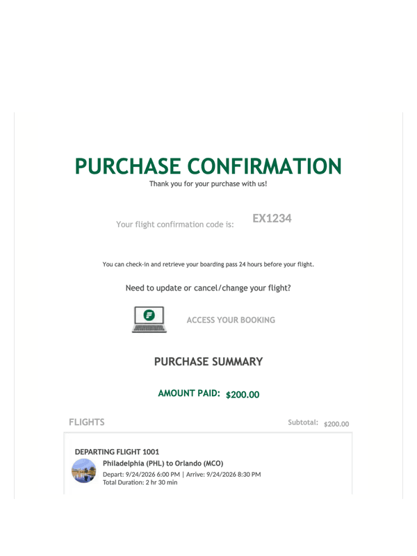 Frontier Receipt editable example