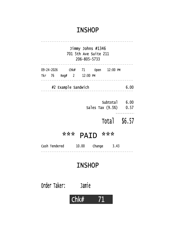 Jimmy John’s Receipt editable example