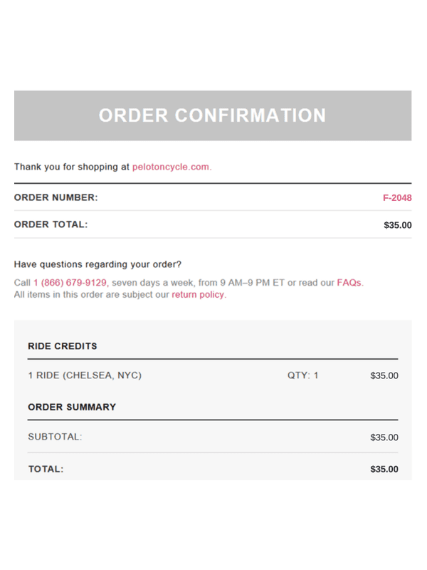 Peloton Receipt editable example