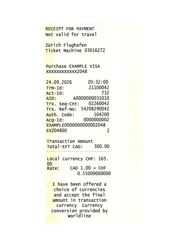 SBB Payment Receipt editable example