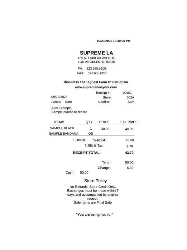Supreme Receipt editable example