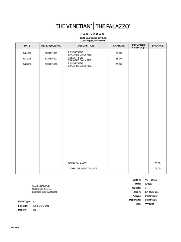 Venetian Guest Folio editable example