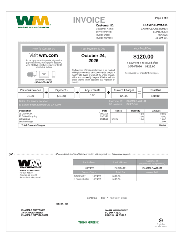 Waste Management Bill editable example