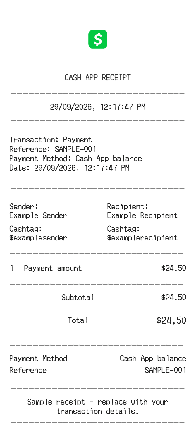 Cash App Receipt — example receipt