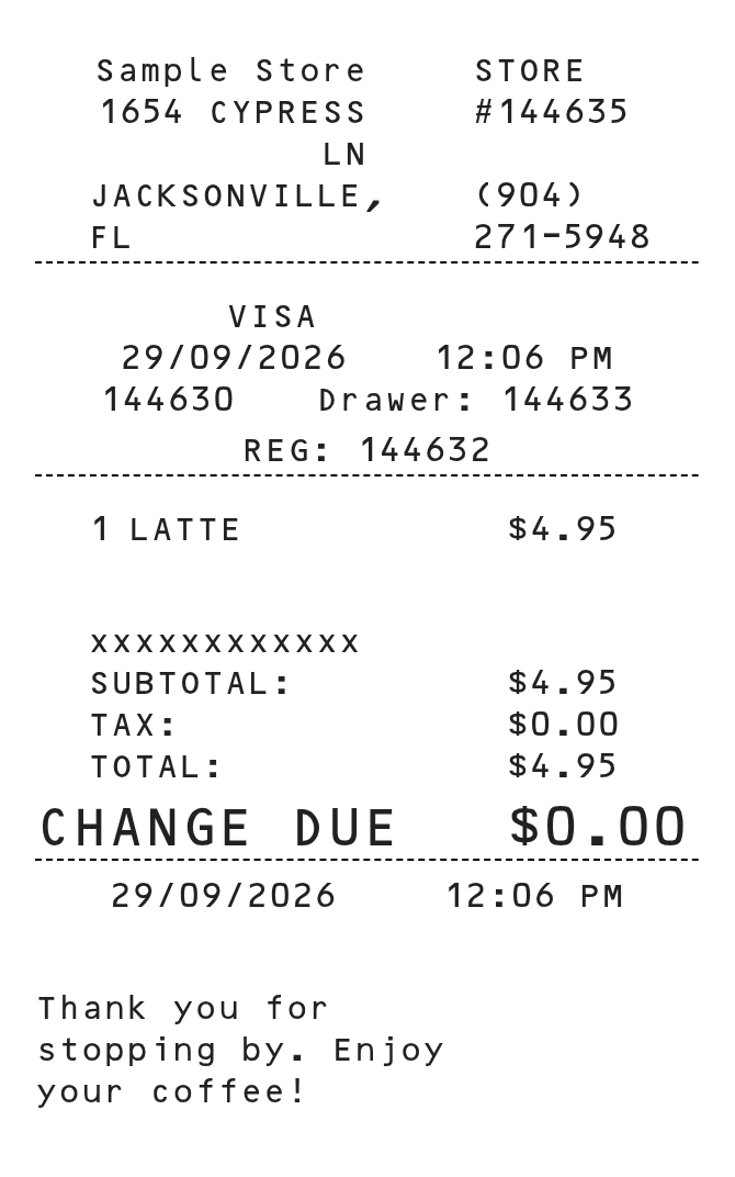 Coffee Receipt — example receipt