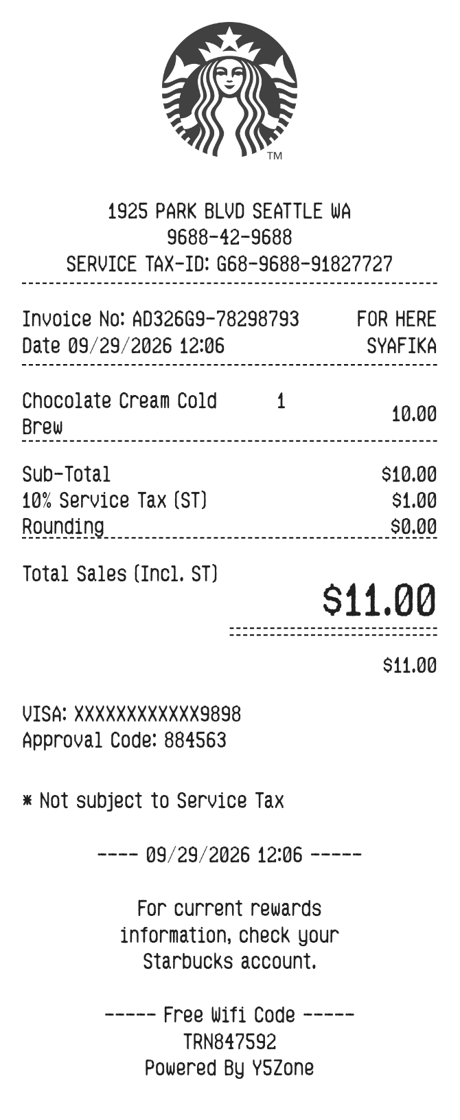 Starbucks Receipt — example receipt