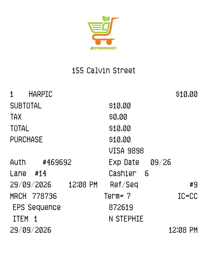 Grocery Receipt — example receipt