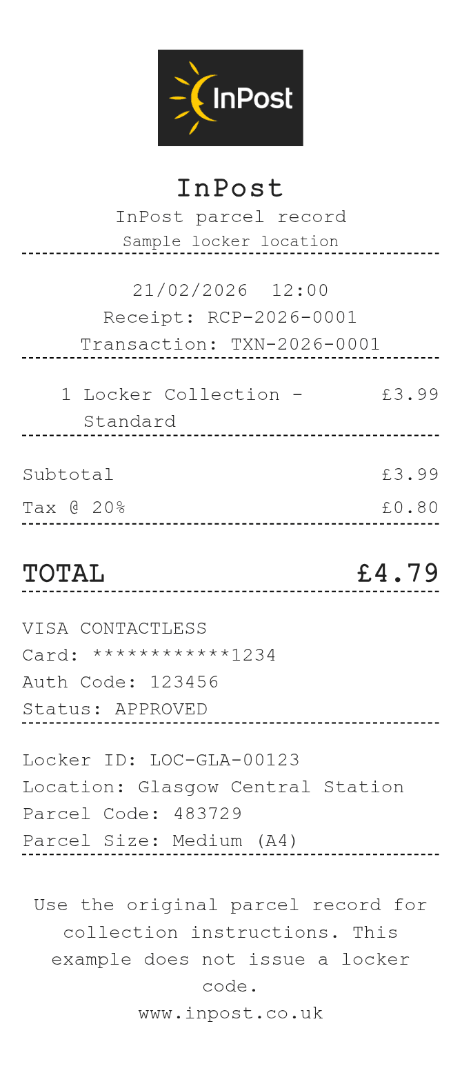 Inpost Receipt — example receipt