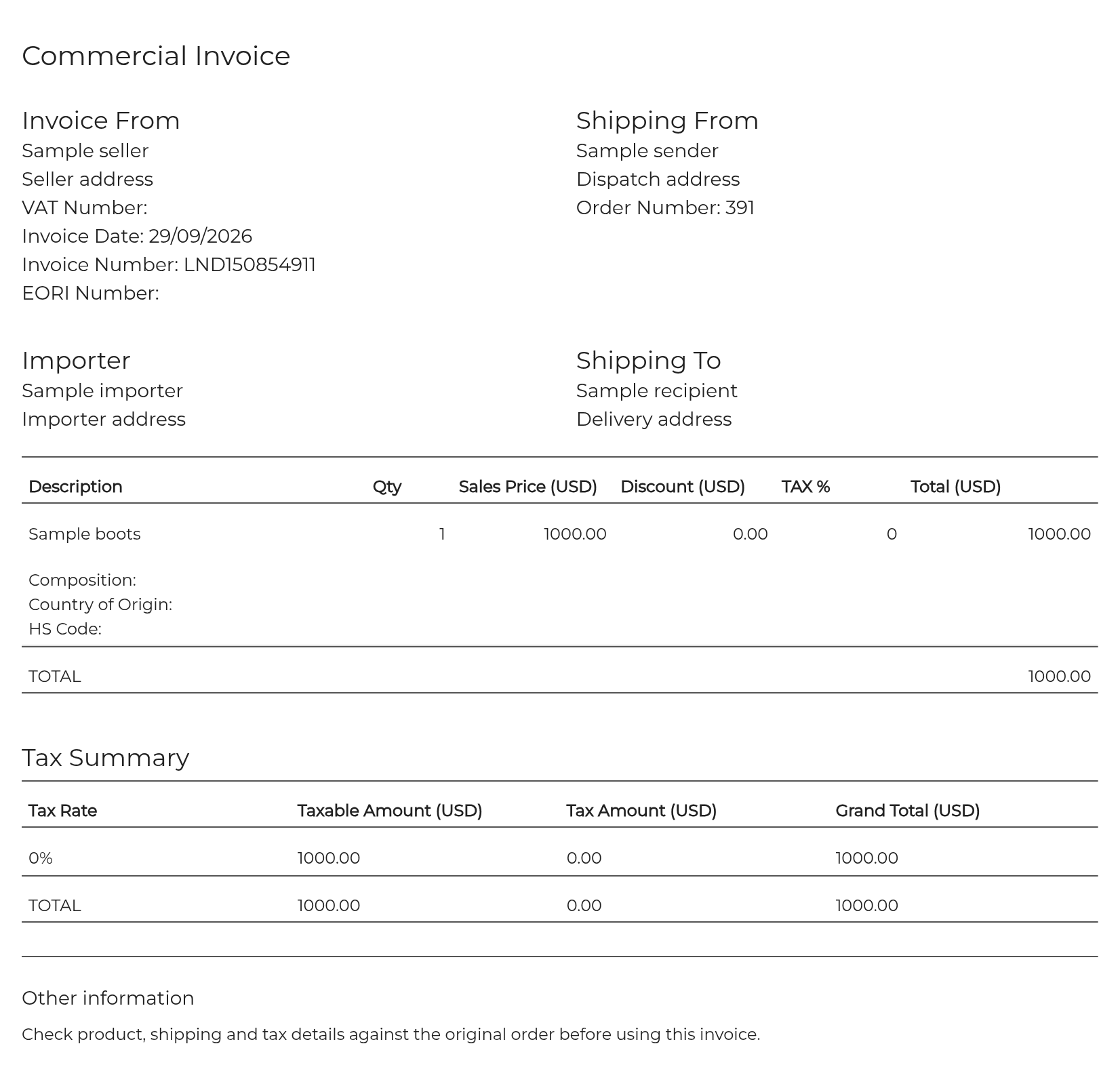 Farfetch Receipt — example receipt