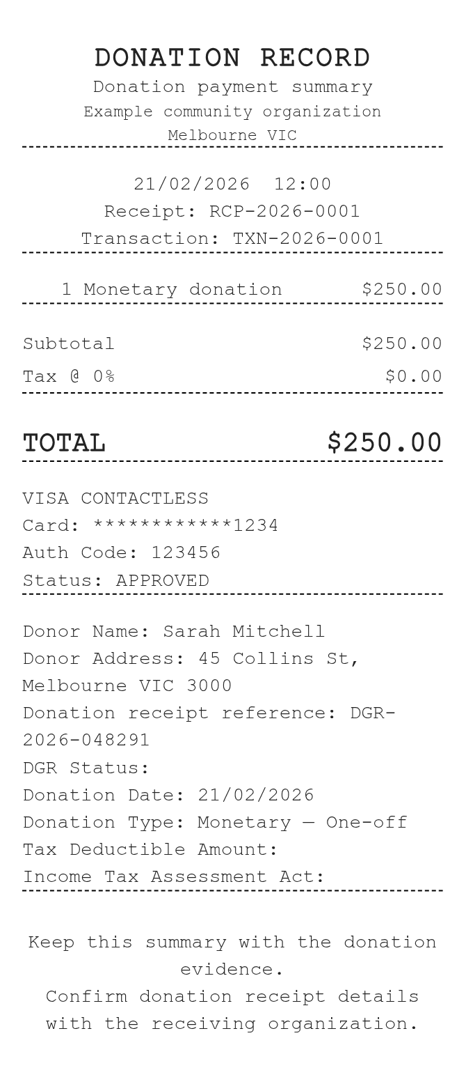 Tax Receipt Australia Receipt — example receipt
