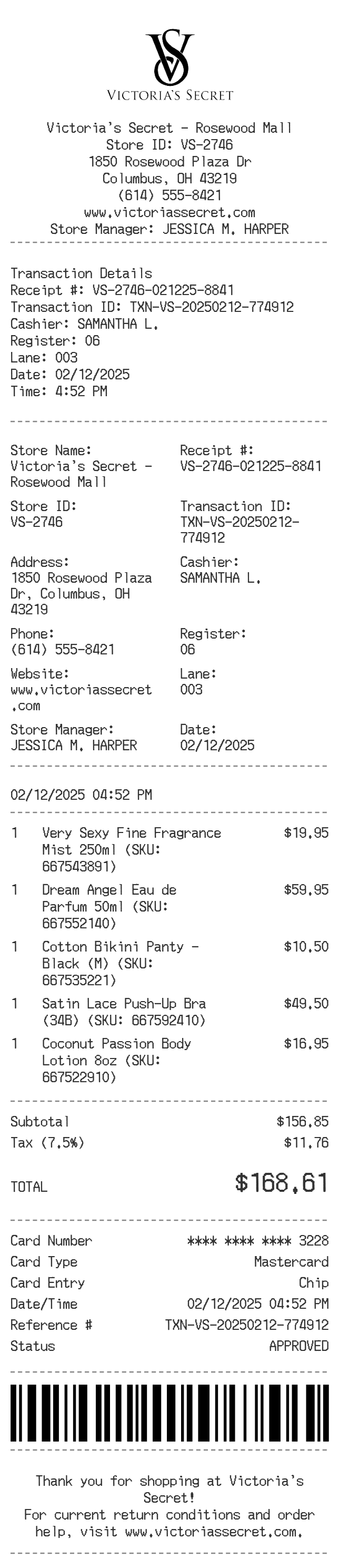 Victoria Secret Receipt Logo