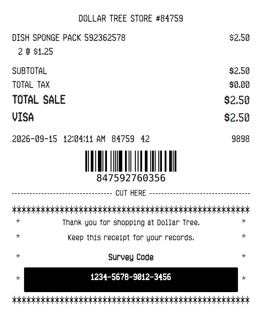 Dollar Tree Receipt Logo