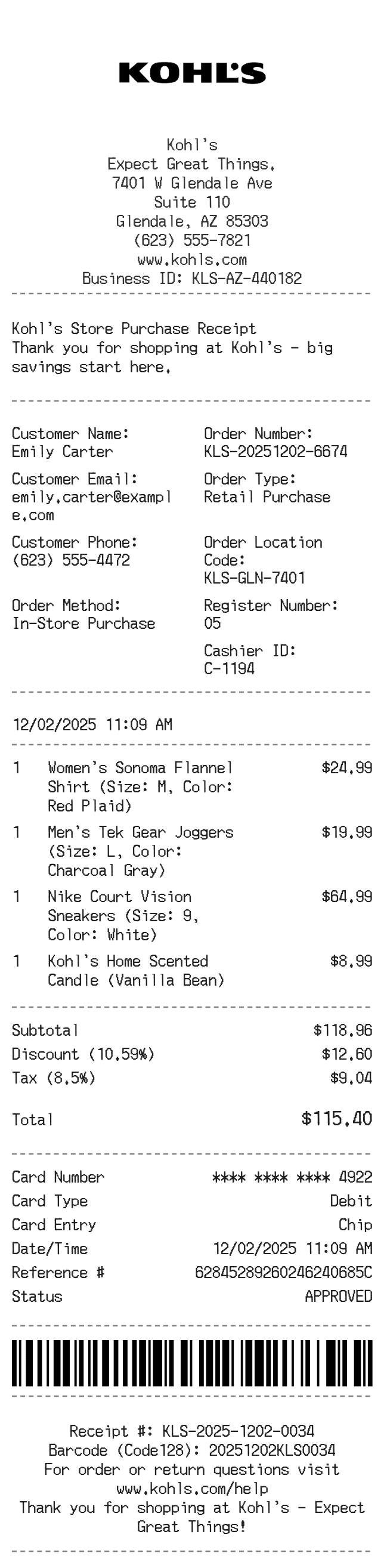 Kohl's Receipt Logo