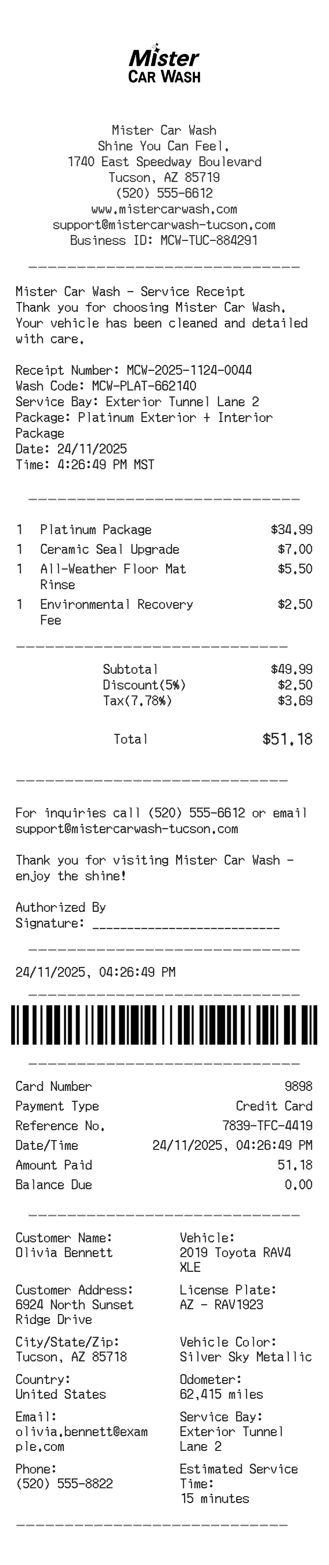 Mister Receipt — example receipt