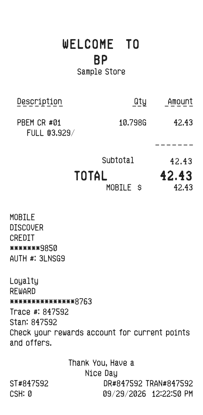BP Receipt — example receipt