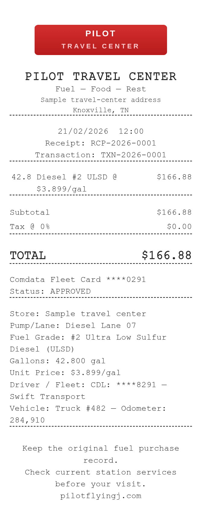 Diesel Receipt — example receipt