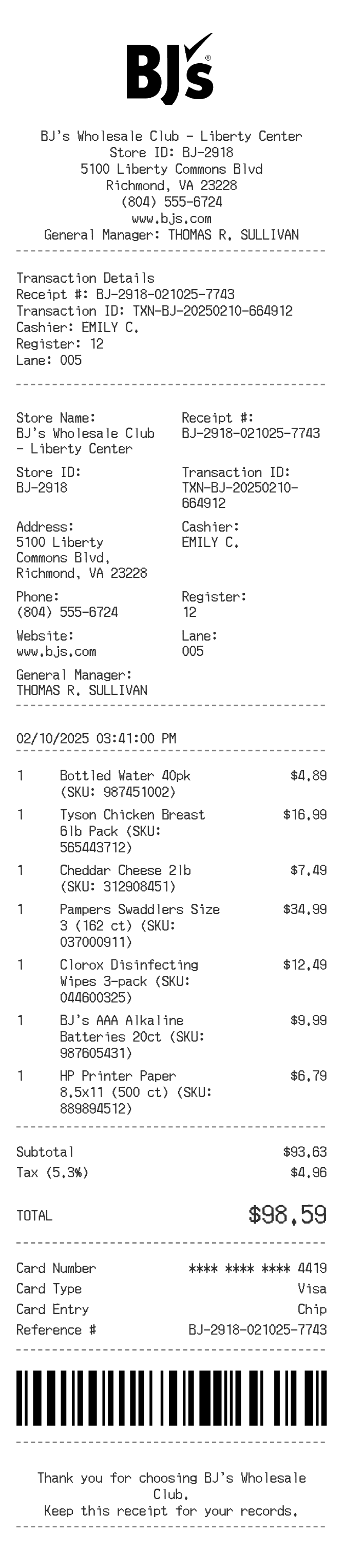 Bjs Receipt — example receipt