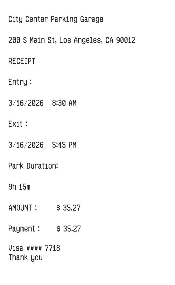 Car Parking Receipt — example receipt