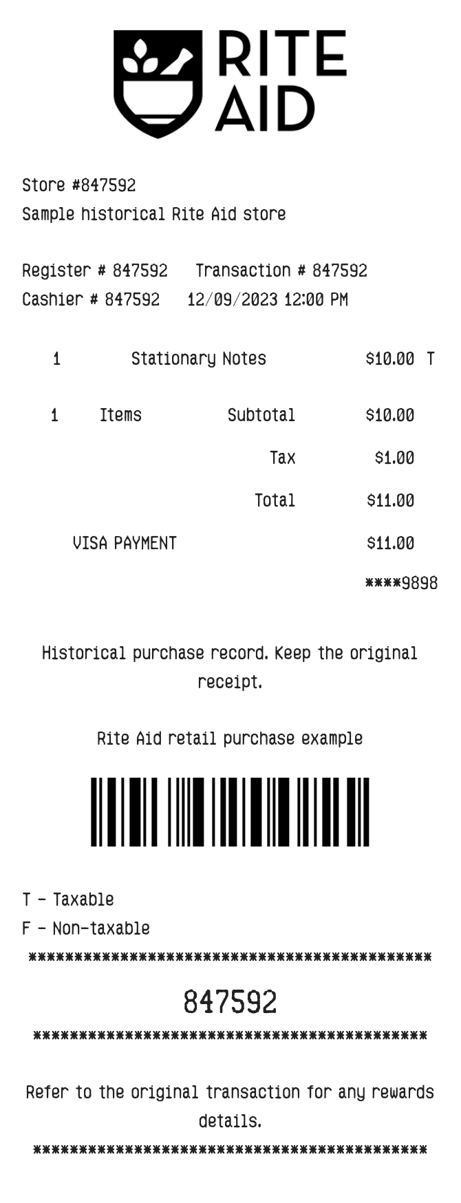 Rite-Aid Receipt — example receipt