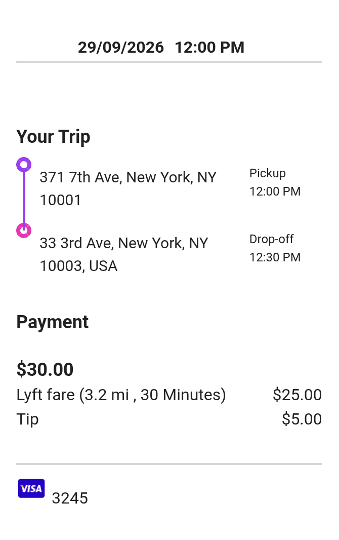 Lyft Receipt — example receipt