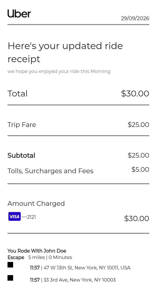 Uber Receipt — example receipt
