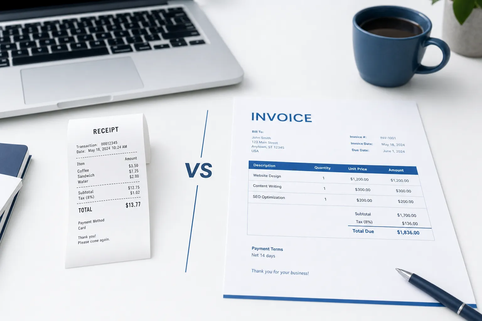 Receipt vs Invoice: Key Differences, When to Use Each & Examples